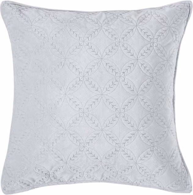 Homescapes Grey Quilted Velvet Cushion Cover with Geometric Eternity Ring Pattern