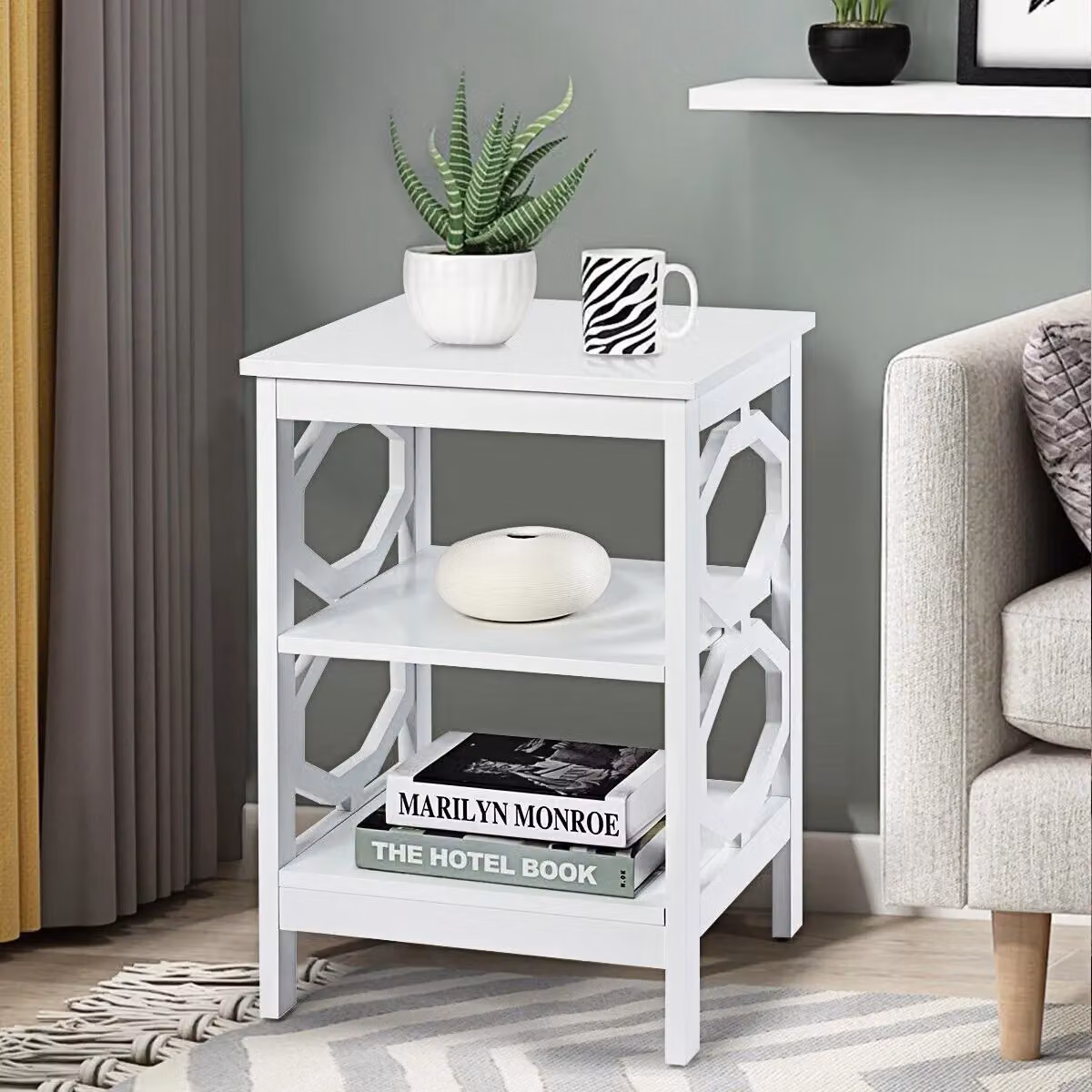 Costway Set of 2 Modern 3-Tier White Side Tables and Nightstands – 2