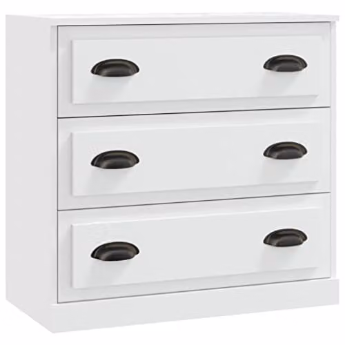 vidaXL Classic White Sideboard in MDF and Metal, W/D/H: 70.0 x 35.5 x 67.5 cm