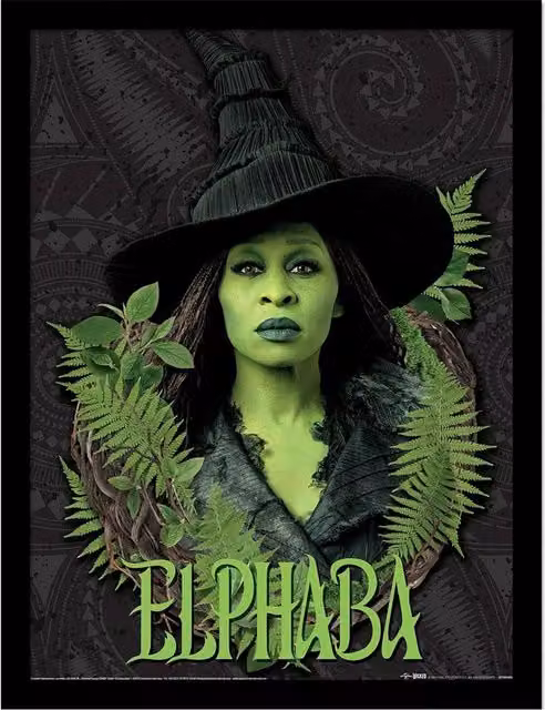 Wicked Elphaba Leaves Framed Botanical Paper Poster in Black – 1