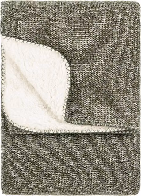 Nurrel Knitted Reversible Double Face Fleece Throw in Green Moss