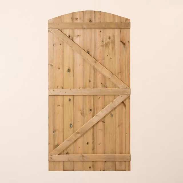 Ruby UK Ruby Ready Curved Tongue and Groove Swing Garden Gate, Brown, H x W: 180 x 90 cm