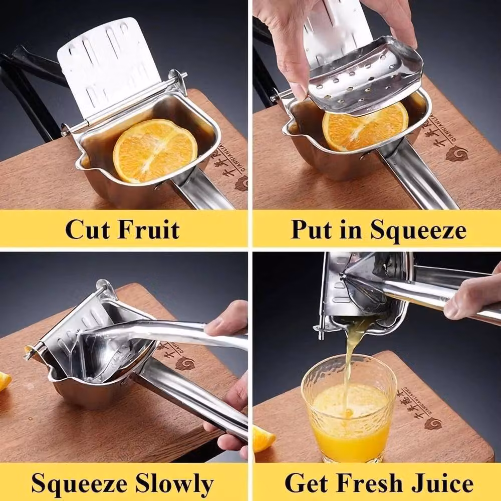 KORVIXA Stainless Steel Manual Citrus Press Juicer in Silver – 5