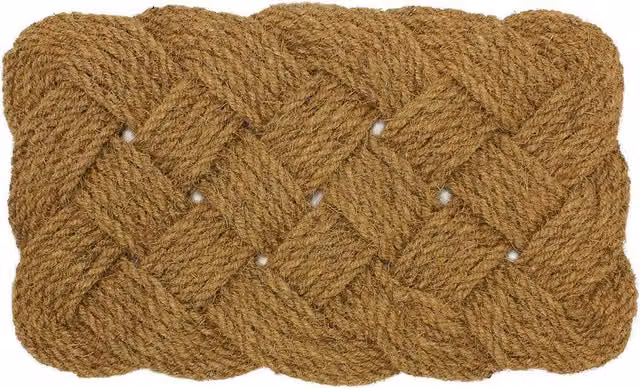 JVL Brown Coir Woven Rope Rectangular Doormat, W: 45 cm, D: 75 cm – 1