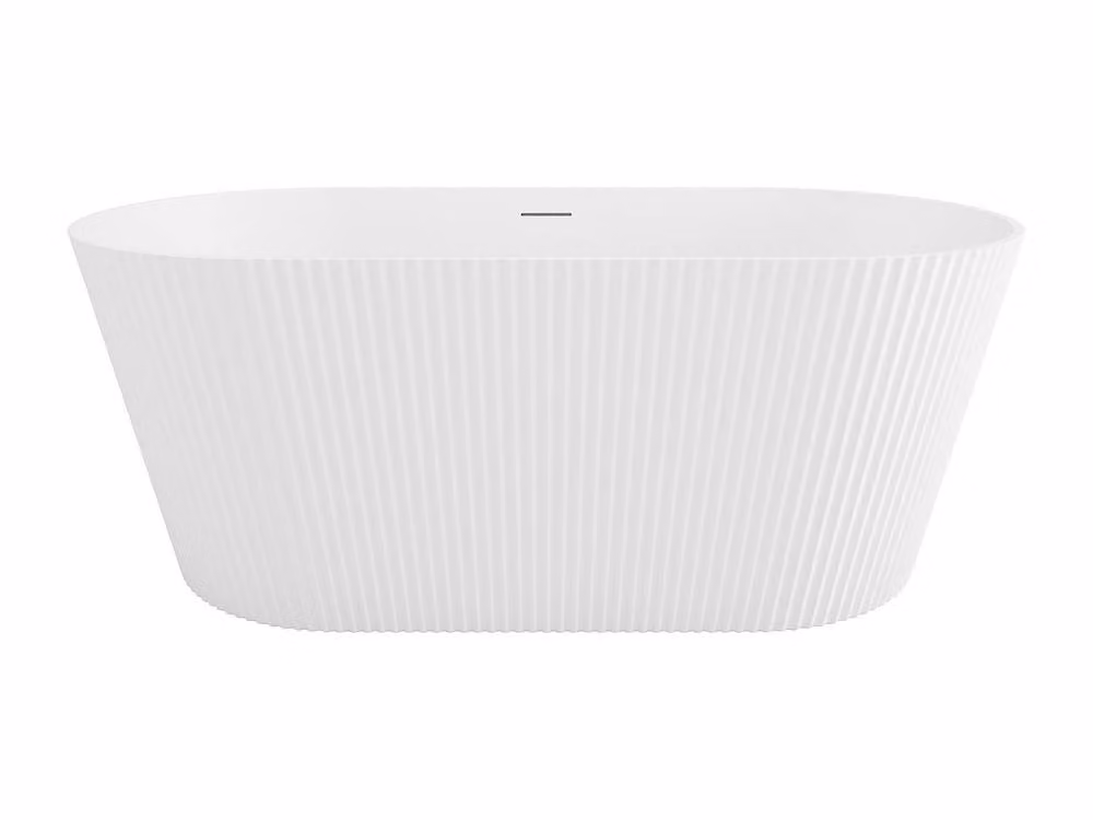 Vente-unique Fluted Oval Freestanding Acrylic Bathtub in Matt White, W/D/H: 149 x 73 x 58 cm – 2