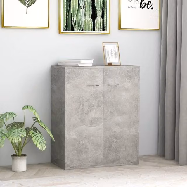 Berkfield Home Sideboard in Concrete Grey, MDF, W/D/H: 60 x 30 x 75 cm