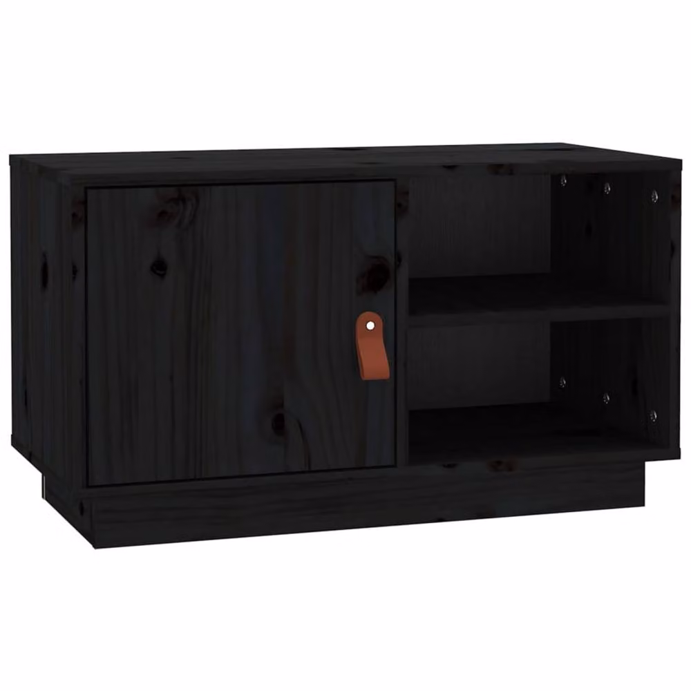 Berkfield Home Black Solid Wood Pine TV Cabinet W/D/H: 70 x 34 x 40 cm – 2