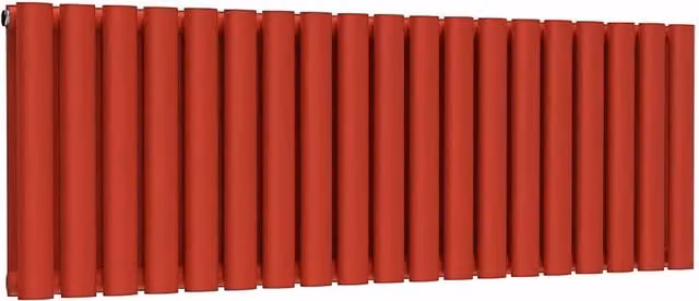Lux Heat Oval Horizontal Double Steel Radiator in Red, W: 114 cm, H: 40 cm