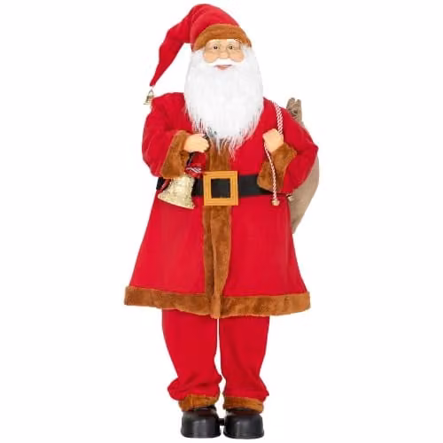 HOMCOM Musical Animated Santa Claus in Red and Gold with Music, Bell and Sack, Height: 120 cm – 1