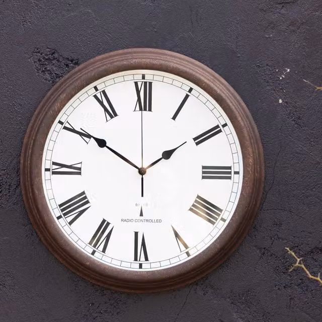 Primrose Radio Controlled Wall Clock with Remote Synchronisation in Brown