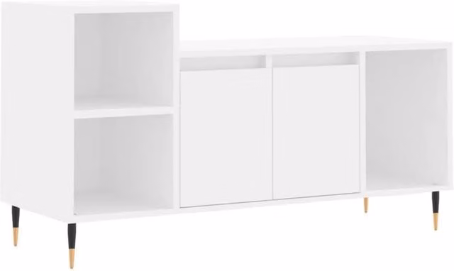 Berkfield Home White TV Cabinet with Hinged Doors and Internal Shelves, W/D/H: 100 x 35 x 55 cm – 1