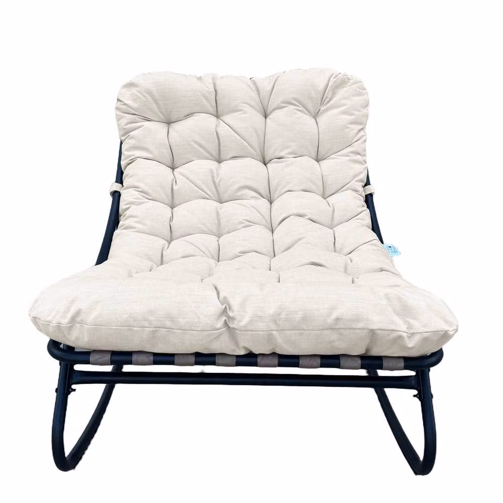 Artemis Home Solace Outdoor Rocking Chair in Beige and Black Metal – 2