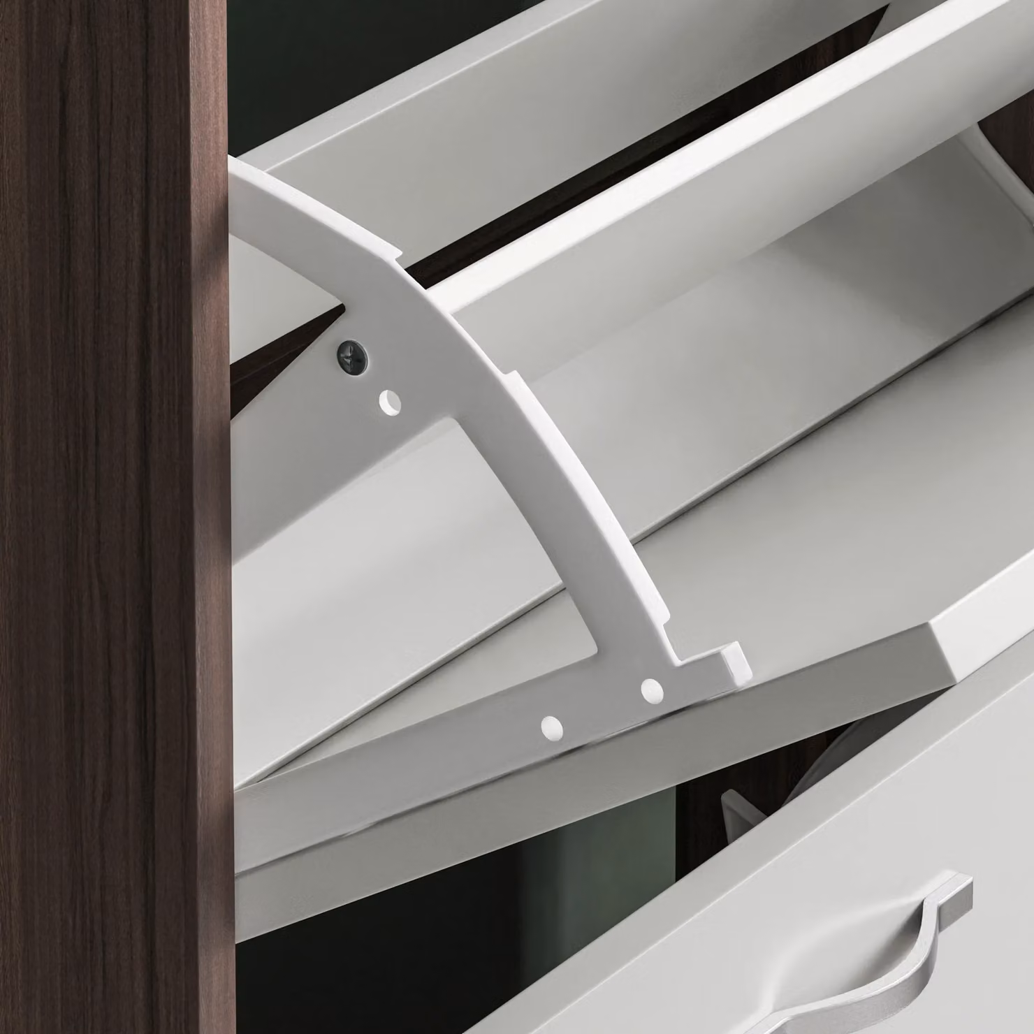 Vida Designs Modern 3 Drawer Shoe Cabinet with Tilting Compartments in White – 4