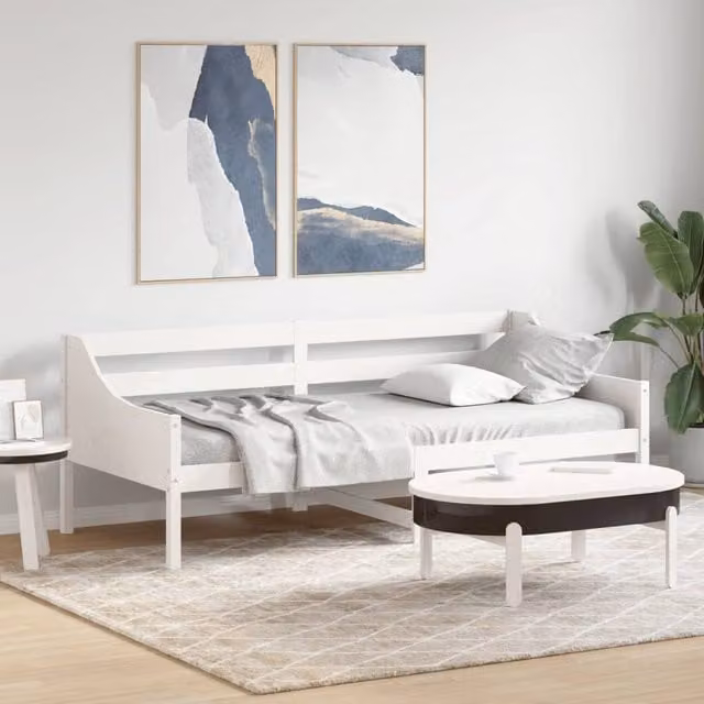Berkfield Home White Solid Wood Pine Day Bed without Mattress W/L: 80 x 200 cm
