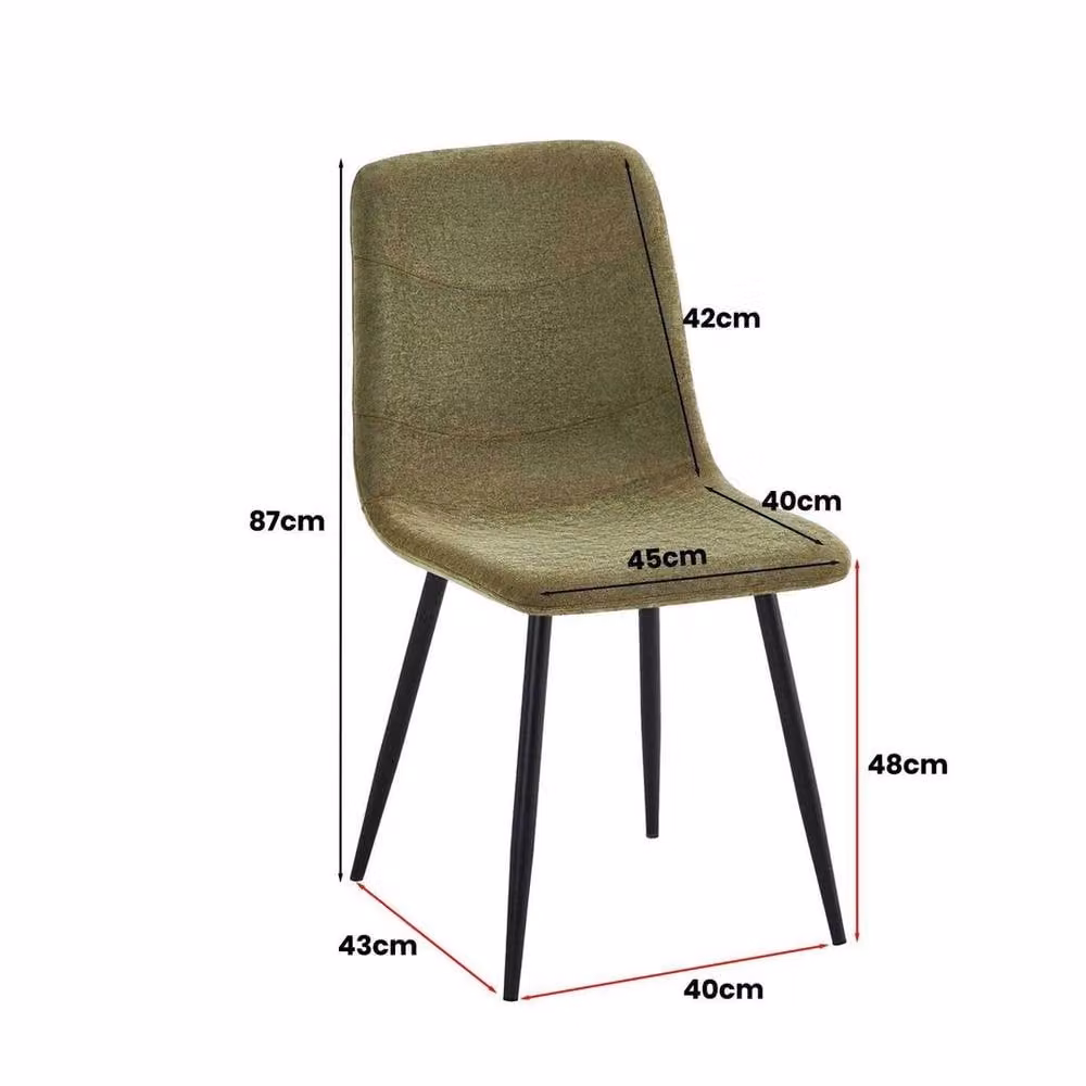 KORVIXA Pack of 2 Industrial Dining Chairs in Light Green and Sand Fabric with Metal Frame, Height: 100 cm – 2