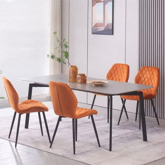 SONARA Modern Velvet Dining Chairs Set of 4 with Ergonomic Curved Backrest in Orange – 1