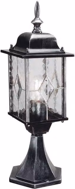 Netlighting Wexford Black and Silver Outdoor Pedestal Lantern IP43 E27 – 1