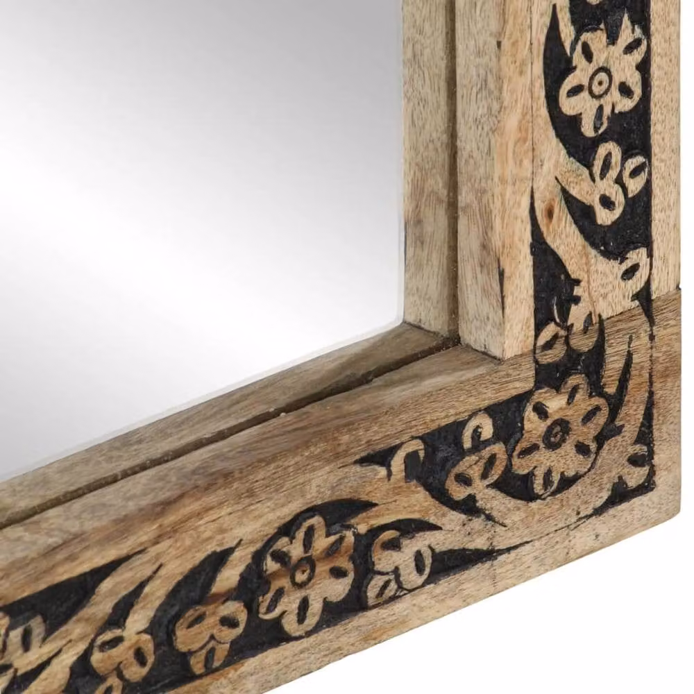 Berkfield Home Rectangular Wall Mirror in Brown Solid Mango Wood and Glass, W: 50 cm, H: 70 cm, D: 2.5 cm – 5