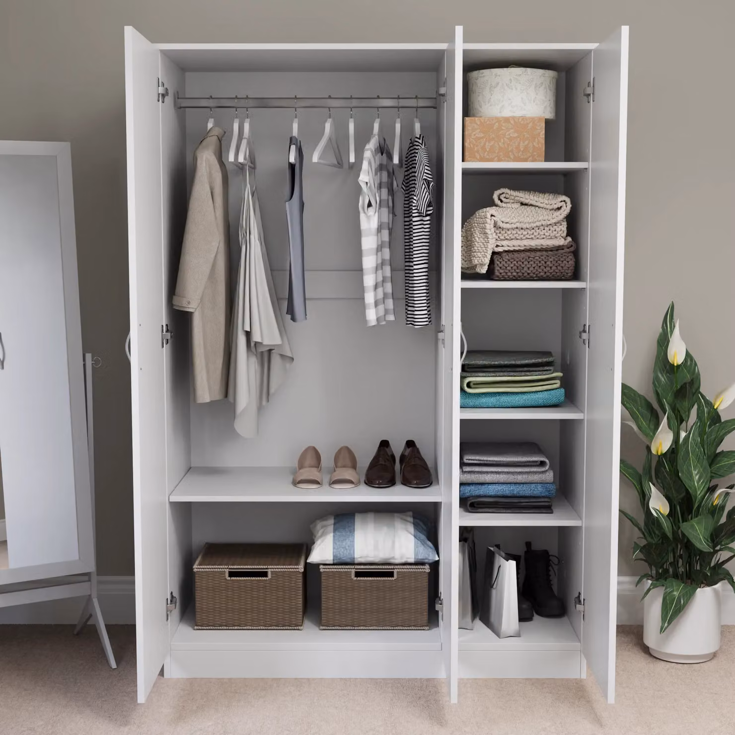 Home Discount Vida Designs Riano 3 Door Wardrobe in White Matt – 3