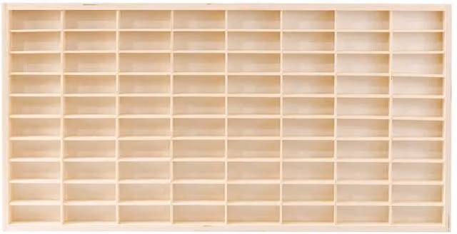 Nordara 80 Grid Wood Wall Mounted Display Case with Glass Doors in Beige – 1