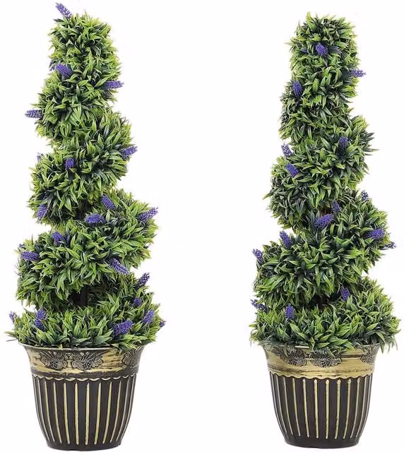 Nordara Set of 2 Decorative Artificial Lavender Plants with Pots, Height: 90 cm