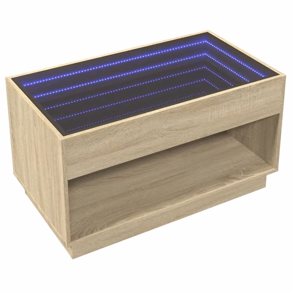 Berkfield Home Infinity LED Coffee Table in Sonoma Oak Brown, W/D/H: 90 x 50 x 50 cm – 3