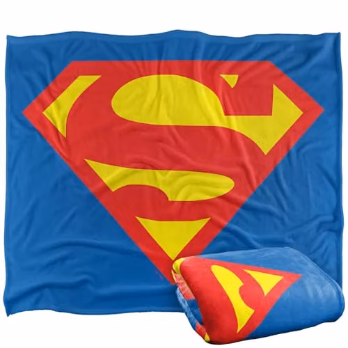 Warner Bros. Superman Shield 2016 Silky Touch Super Soft Fleece Throw Blanket, Multicolour, W: 152.4 cm x D: 127.0 cm