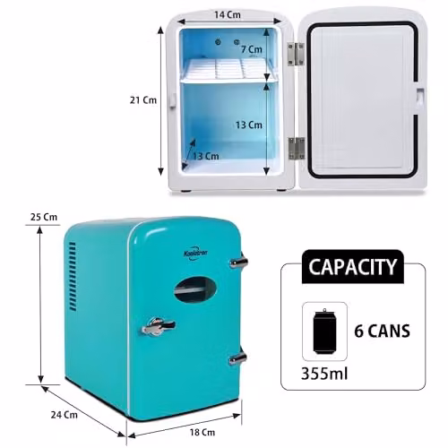 Koolatron Retro Mini Fridge 4L Portable Cooler in Aqua – 3