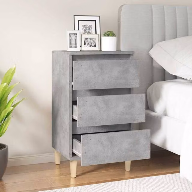 Berkfield Home Classic Bedside Cabinet in Concrete Grey, W/D/H: 40 x 35 x 70 cm – 1