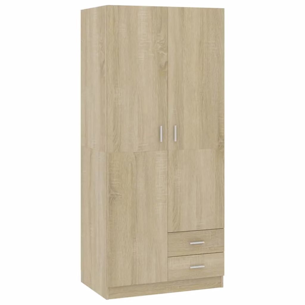 Berkfield Home Sonoma Oak Wardrobe in Brown, W/D/H: 80 x 52 x 180 cm – 2