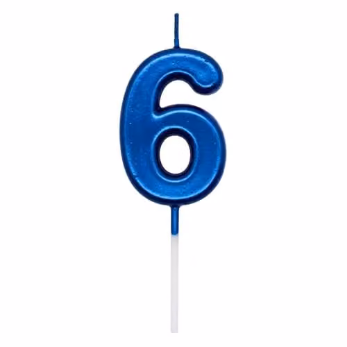 Shatchi Blue Number 6 Birthday Cake Topper Candle