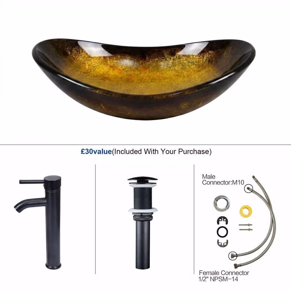 PAWNORA Brown Glass Countertop Bathroom Sink Bowl Wash Basin – 2
