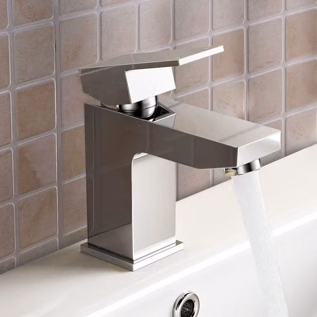 Nes Home Chrome Square Basin Sink Mixer Tap in Silver