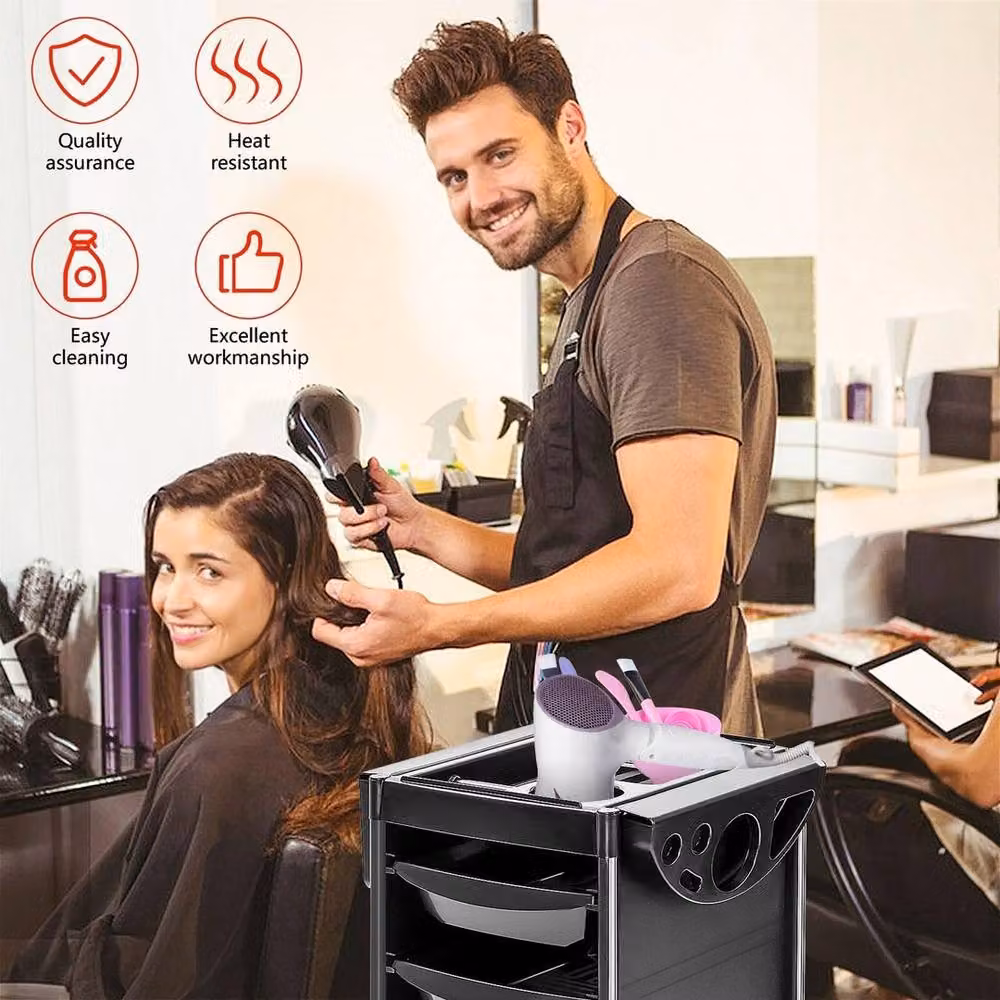FORGEVIO 4 Drawer Salon Hairdresser Trolley Beauty Barber Storage in Black – 3