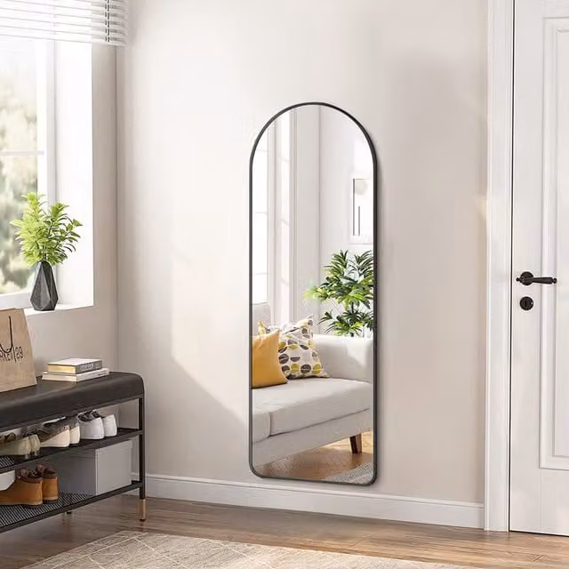 Lifeideas Scandinavian Metal Frame Full Length Wall Mirror in Black