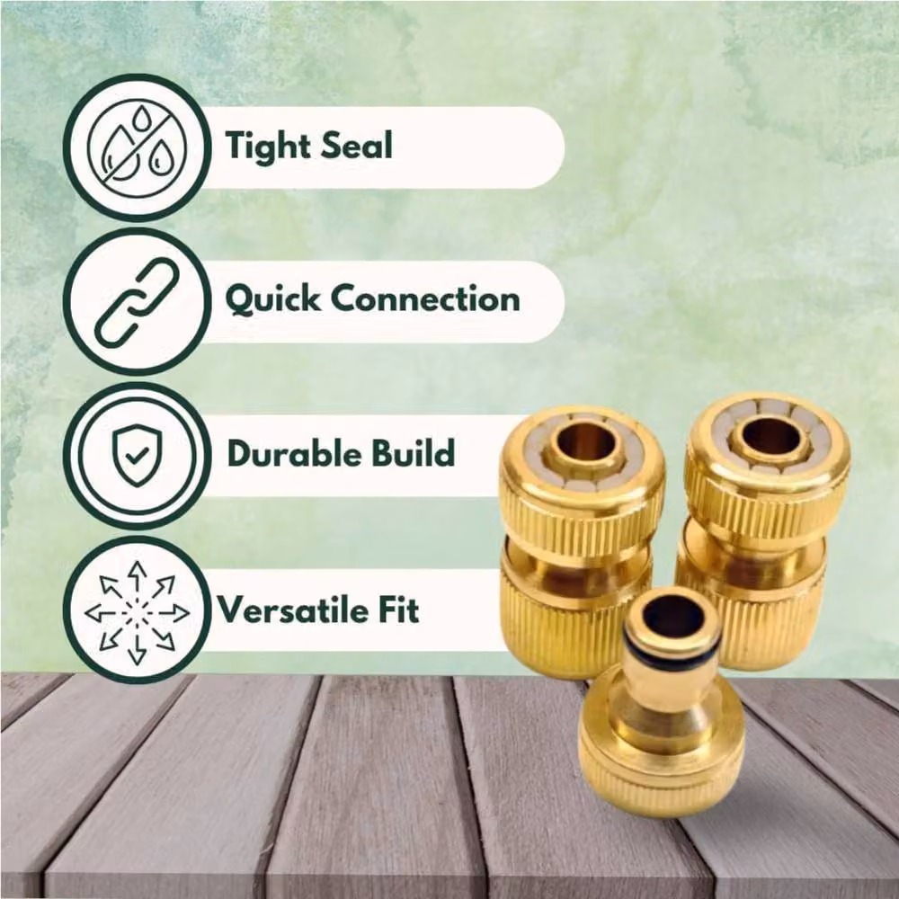 Marco Paul 3-Piece Gold Brass Hose Fitting Set with Quick Coupling – 2