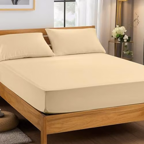 Home Sweet Home UK Small Single Microfibre Fitted Bed Sheet in Beige – 3