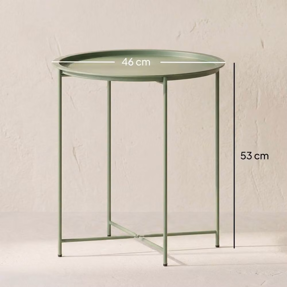 VOGREX Green Metal Garden Side Table with Removable Tray and Folding Legs, W/D/H: 53 x 46 x 46 cm – 2