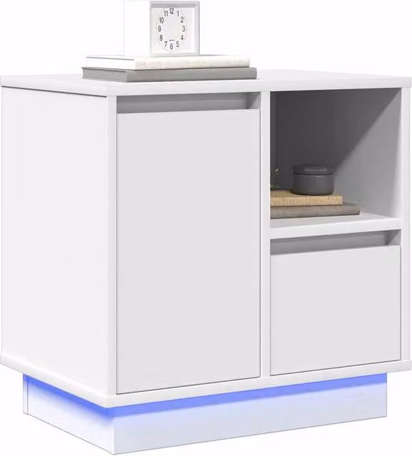 Berkfield Home Modern Bedside Cabinets with Integrated LED Lighting, 2 Pack, White, W: 50 cm, D: 34 cm, H: 50 cm