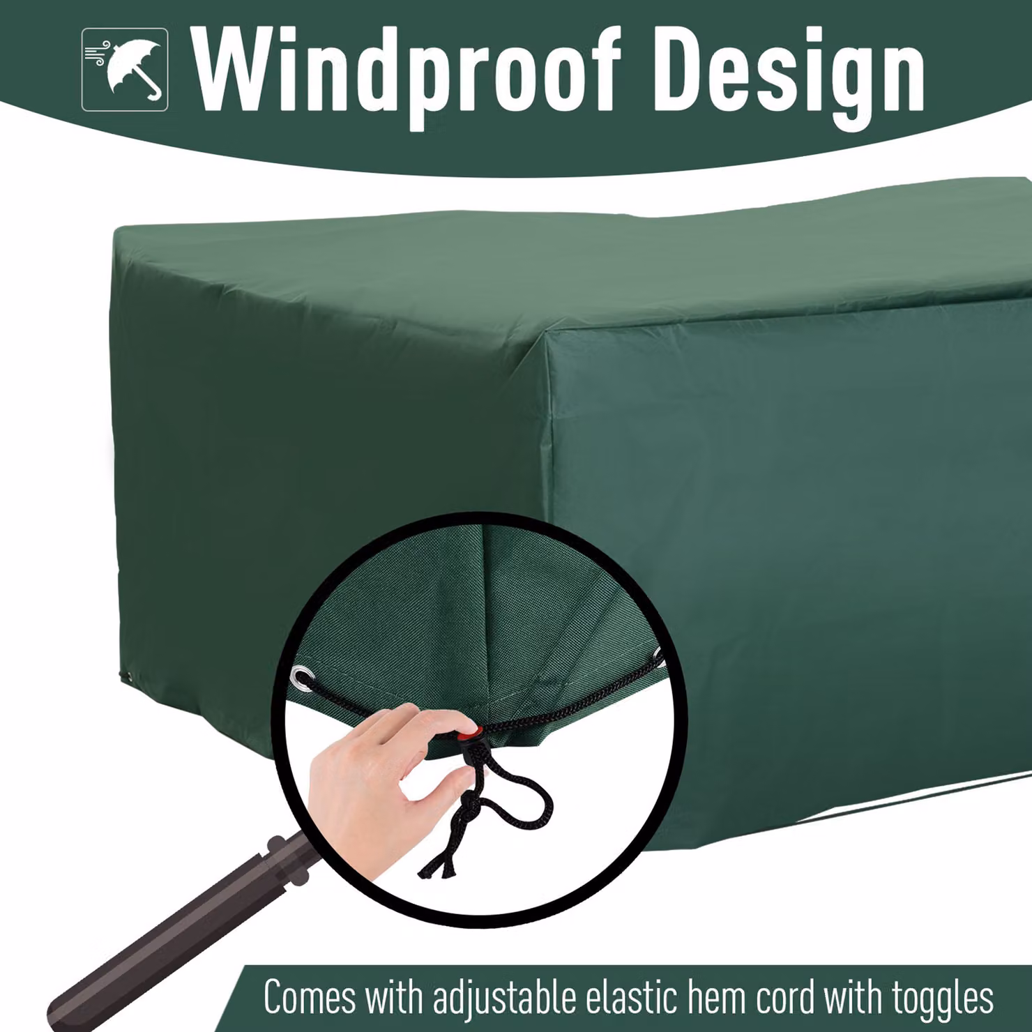 Outsunny Waterproof 600D Oxford Garden Furniture Cover in Green, W/D/H: 205 x 145 x 70 cm – 3