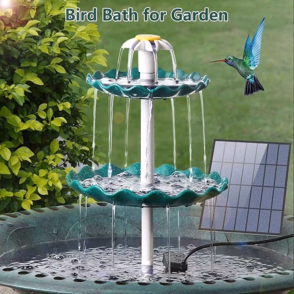 FLAVORA Green 3.5W Floating Solar Fountain Pump for Pools, Bird Baths and Ponds – 2