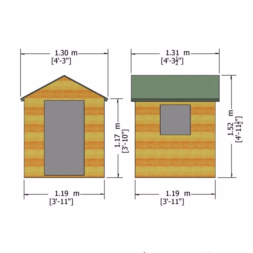 Shires Hide Playhouse in Light Brown with Single Door and Fixed Window, W/D/H: 121.92 x 152.0 x 121.92 cm – 2