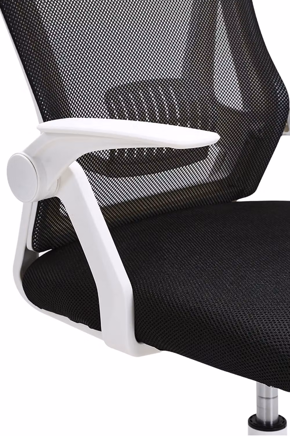 Livingandhome Ergonomic Swivel Office Chair with Headrest and Armrests in White Fabric – 4