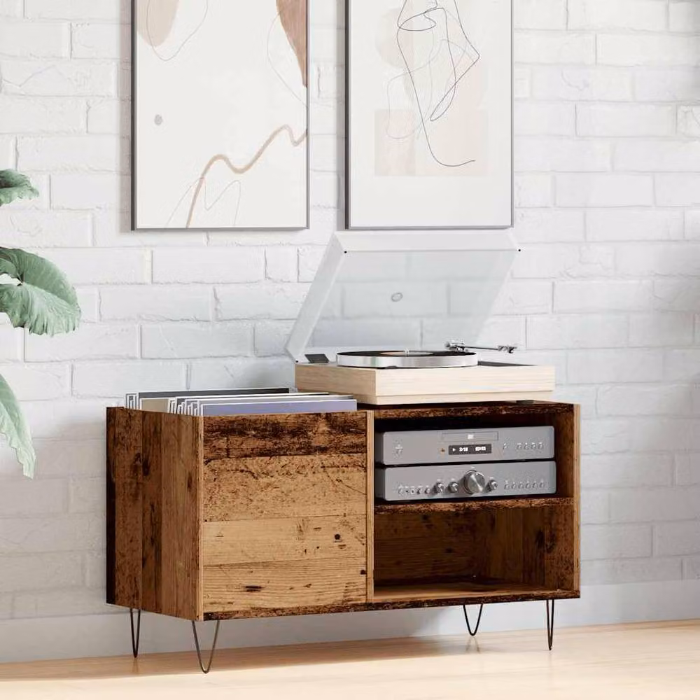 Berkfield Home Record Cabinet in Old Wood Brown, W/D/H: 84.5 x 38 x 48 cm – 3