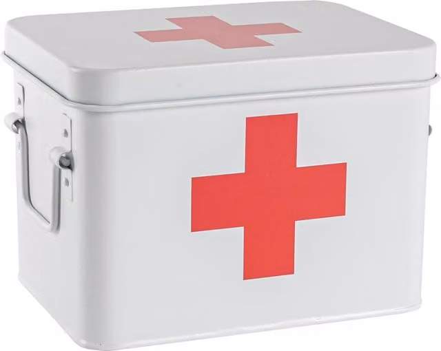 Harbour Housewares Solid Metal First Aid Box with Handles in White