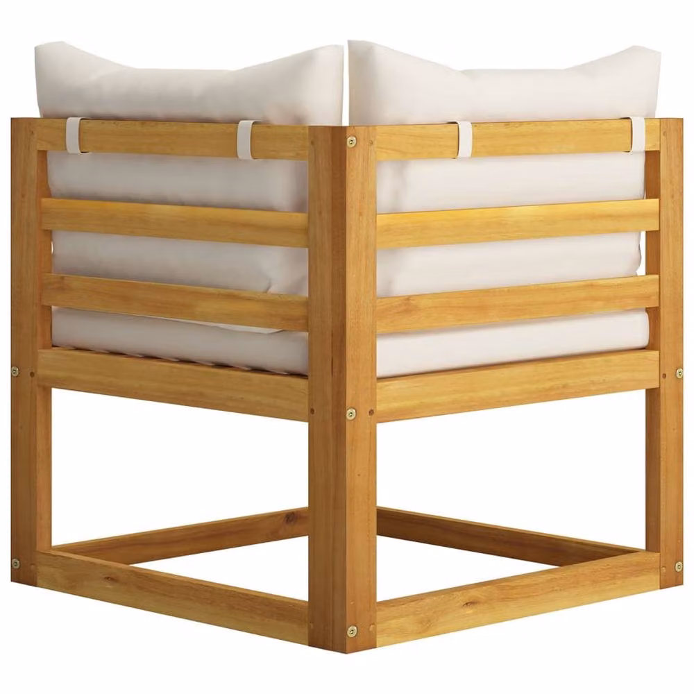 Berkfield Home 2-Seater Acacia Wood Garden Bench in Brown with Cream White Cushions – 2