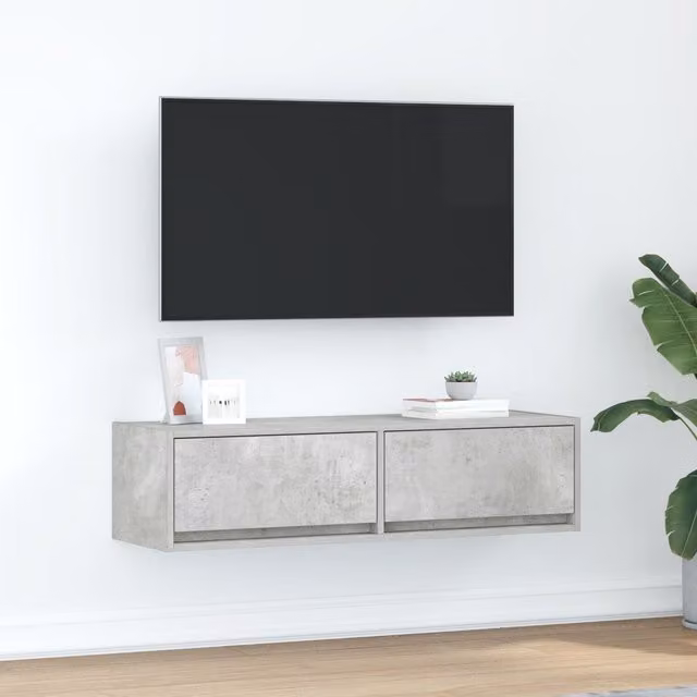 Berkfield Home Modern Wall Mounted TV Cabinet in Grey Matt Engineered Wood W/D/H: 100 x 31 x 25.5 cm – 1