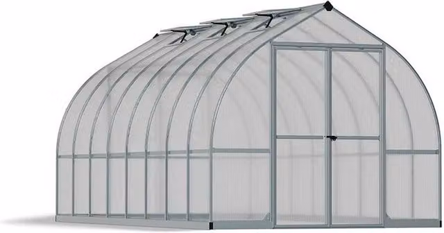 Palram Bella Polycarbonate Greenhouse Kit in Silver, W: 244 cm, H: 219 cm – 1