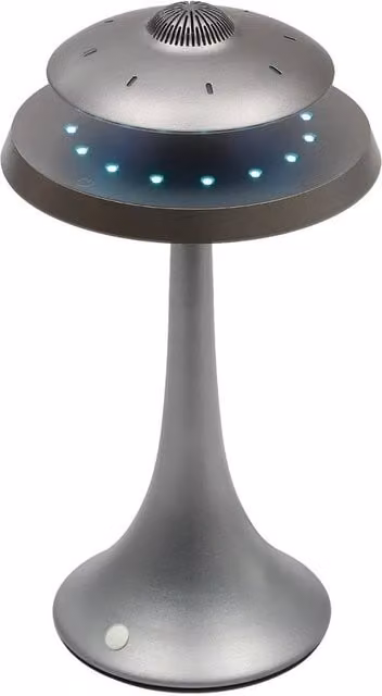 NESTLUNE Levitating UFO Bluetooth Speaker and LED Lamp in Grey, Diameter: 20.32 cm