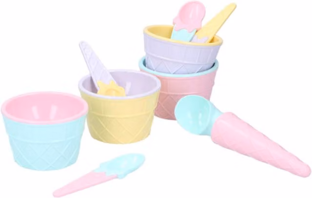 UMKY 9 Piece Multicolour and Purple Plastic Ice Cream Set for Children